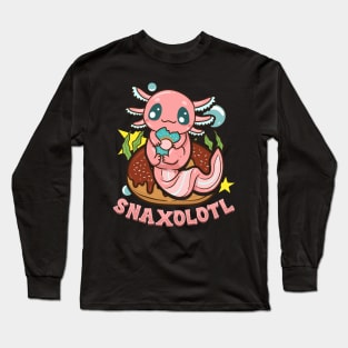 Cute & Funny Snaxolotl Adorable Snacking Axolotl Long Sleeve T-Shirt